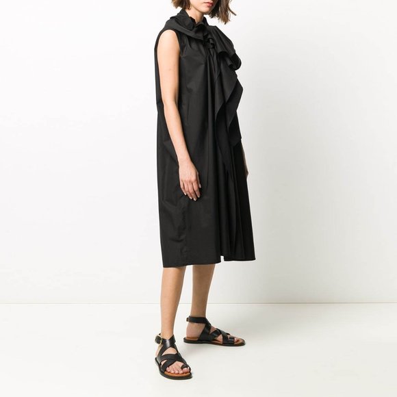 Lemaire ruffle front black poplin dress, size 34 (fits size 6/8US) - Picture 2 of 9